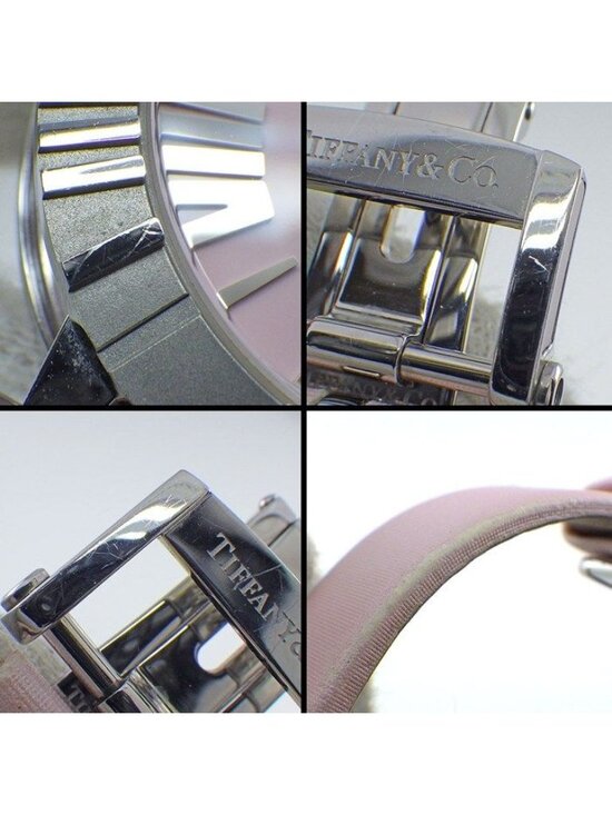 Tiffany & Co Watch Atlas Heart Date Roman Index Pink Dial SS Ceramic Satin
